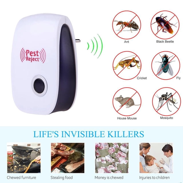 Repelente de mosquitos electrónico ultrasónico antiplagas para ratones enchufe de la UE (1 ud.