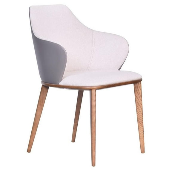 Pemberly Row 19" Modern Wood & Faux Leather Dining Chair in Beige/Walnut