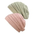 thumbnail image 1 of Bonnet Tricoté pour Femmes (Lot de 2), Beige/rose Indi, 1 of 1