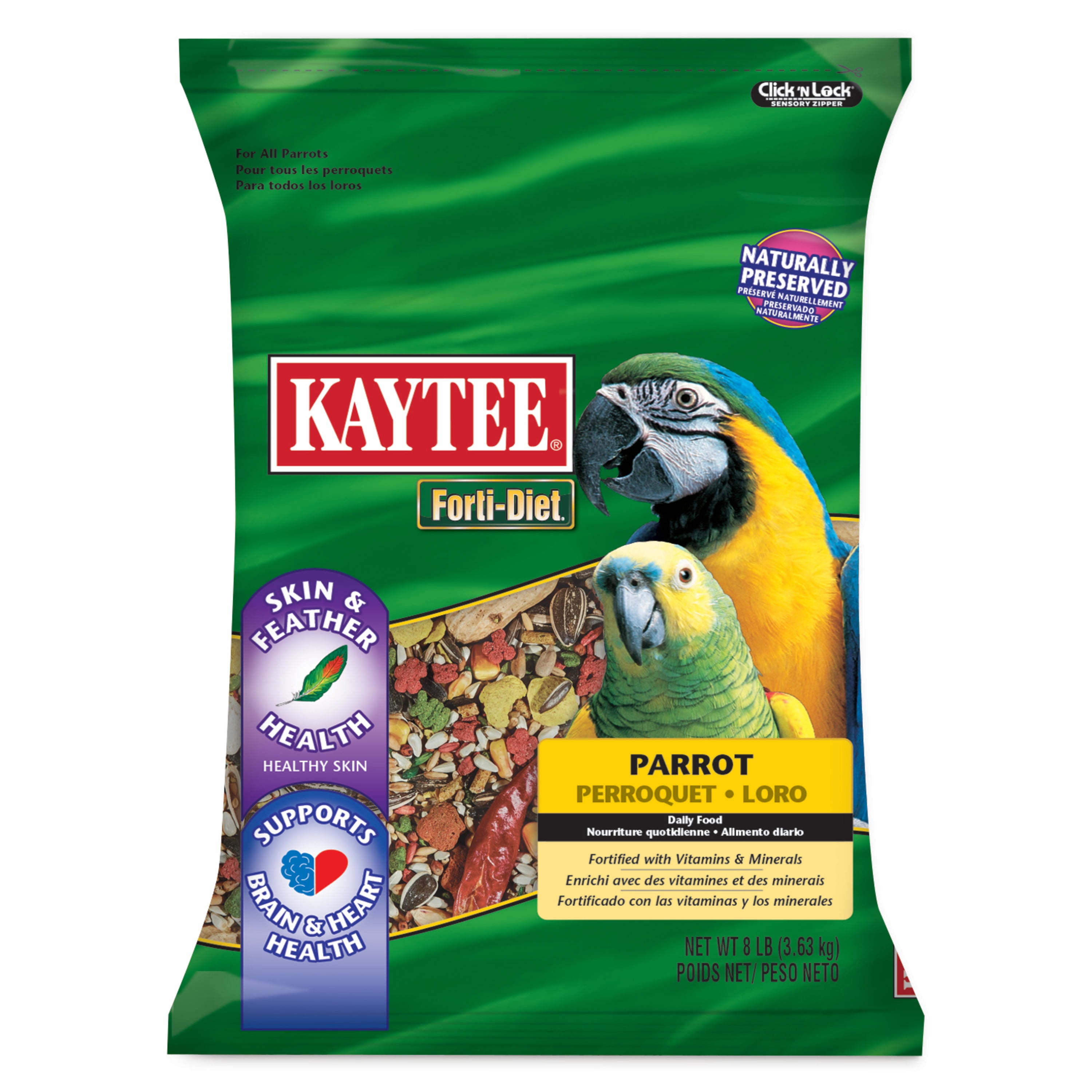 Kaytee Forti-Diet Parrot Food, Feather Health, 8 lb
