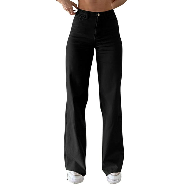 Ketyyh-chn99 Stretch Jeans for Women High Rise Skinny Jeans y2k Bootcut Mid-Rise Stretch Jeans Black,S
