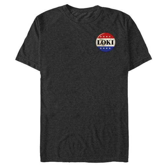 Marvel Loki President Loki Small Button - Short Sleeve Blended T-Shirt for Adults - Customized-Dark Heather