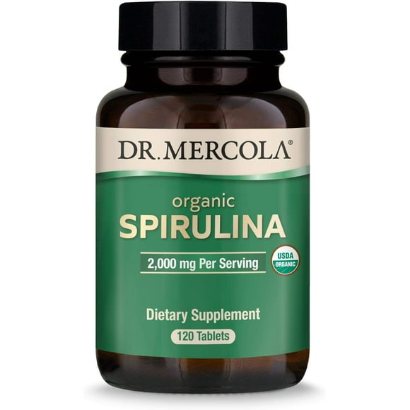 Dr. Mercola Organic Spirulina | 2,000 Mg Per Serving | 120 Tablets | 30 Servings