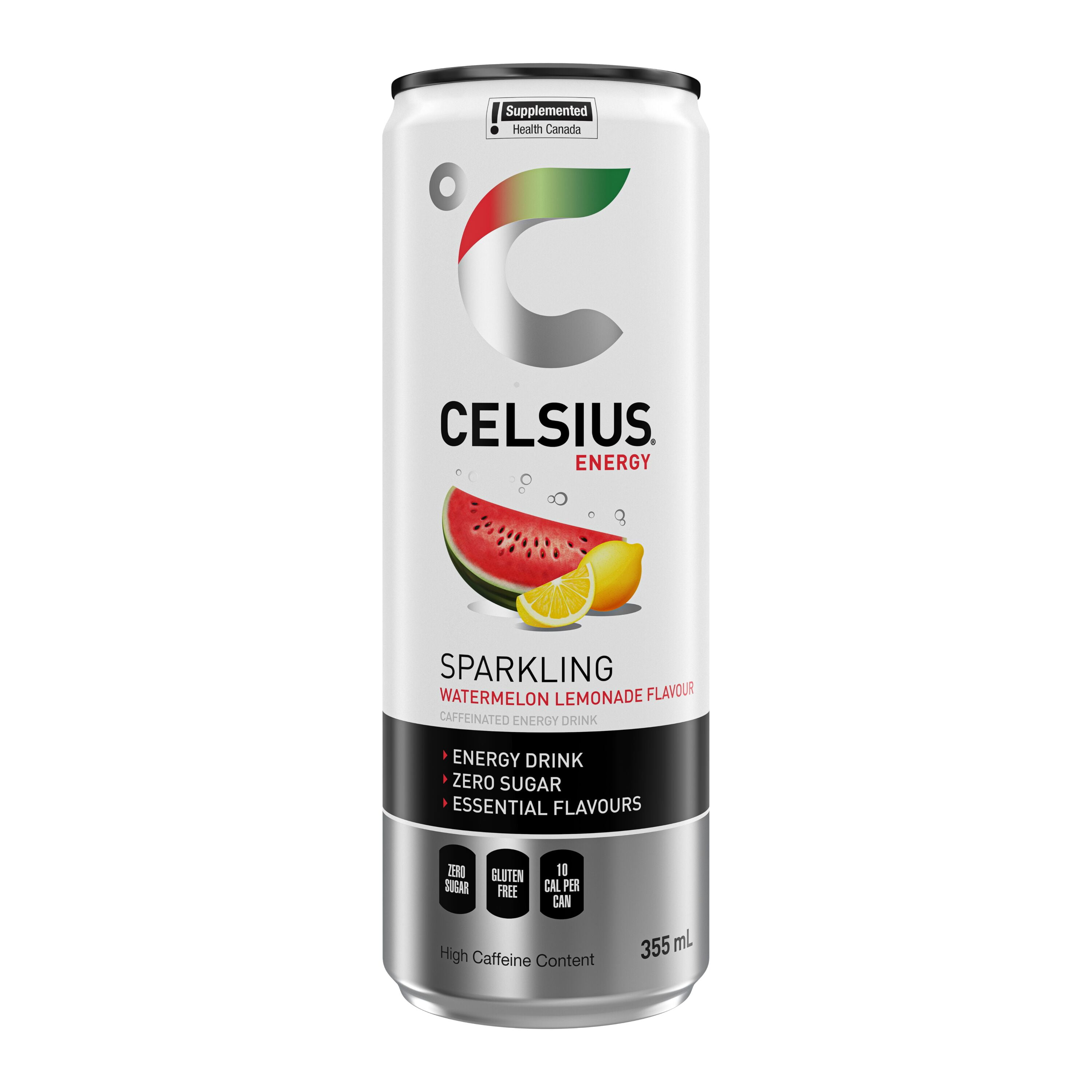 Pétillante Saveur de Limonade au melon d'eau 355 mL Goûtez à l'été à tous les coups grâce à la fusion parfaite de melon d'eau juteux et de limonade fraîchement pressée qui caractérise la limonade pétillante au melon d'eau de CELSIUS. Aucun sucre dans une canette de 355 ml.