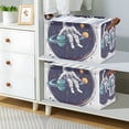 thumbnail image 2 of Yayeee Foldable Storage Basket for Shelves with Handles Set of 2 Waterproof Cloth Bins, Green Astronaut Planet, 2 of 7