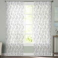 thumbnail image 2 of Grey Flower Leaf Sheer Curtains 96 Inches Long 2 Panels Set, Window Sheer Curtains for Living Room/Bedroom, Botanical Plant Floral Tree Branch Light Filtering Rod Pocket Curtain 52'' x 96'' x 2, 2 of 7