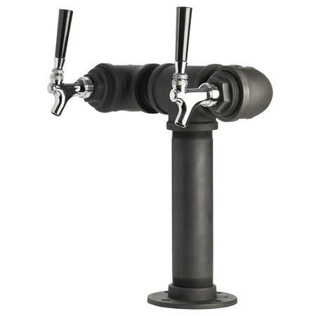 Draft Beer Tower - Black Iron - Double Tap - Standard Stainless Steel (Best Beer Tap System)