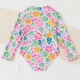 thumbnail image 4 of CAICJ98 Girl Long Sleeve Swimsuits One Piece Rash Guard Bathing Suits for Girls Floral UPF 50+ Zipper Swimwear (Yellow,4-5 Years), 4 of 7