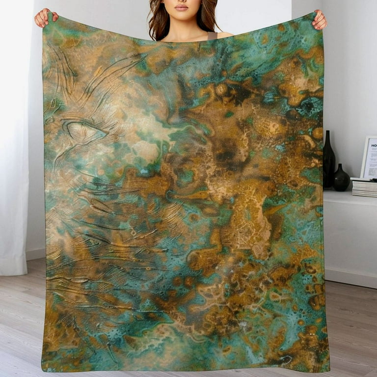 Ullo0ord Throw Blanket Orange Copper Vintage Bronze Rust Metal Patina Wall Old Warm Cozy Print Flannel Home Decor Comfortable Blanket for Couch Sofa Bed Walmart