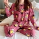thumbnail image 2 of Pijamas de manga larga para mujer, conjunto de dos piezas de seda de leche, sección delgada, ropa de dormir transpirable, ropa de casa para estudiantes, Primavera, 2 of 4
