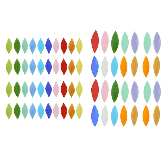Hemoton 70pcs Leaf Shaped Mosaic Glass Pieces for Crafts Handmade Decorative Glass Tiles