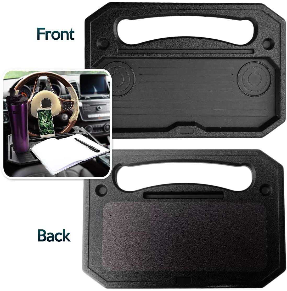 Portable Travel Notebook Laptop Eating Desk Multi Tray Fits Most Vehicles Steering Wheels 420 280 21mm SurfMall Steering Wheel Desk Tray 