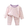 thumbnail image 2 of Vooncas Pink Fruit Print Girls Pajama Set, Soft Stretchy Cotton Long Sleeve 2-Piece Loungewear Outfit for Kids,Size 12 Months, 2 of 5