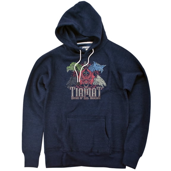 Dungeons And Dragons Tiamat Queen Of Evil Unisex Adult Slim Fit Pull-Over Heather Hoodie, Navy, Small