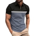 thumbnail image 7 of Ceisia Men's Color Block Half Zip Short Sleeve Polo Shirt With Stripe Detail Gray M Gift, 7 of 7
