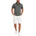 thumbnail image 2 of INSPIRE CHIC Men's Zipper Closure Colorblock Short Sleeve Basic Polo Shirt M Dark Gray, 2 of 5