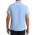 thumbnail image 3 of CAMISAS DE VESTIR PARA HOMBRE SÓLIDAS CORTAS DE ALGODÓN REGULAR FIT CON BOTONES CAMISA OXFORD 2XL AZUL, 3 of 4