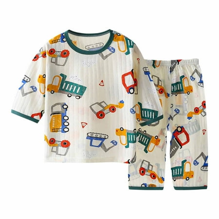 

DxhmoneyHX Baby Boys Girls Pajamas Half Sleeve Tops Pants Sleepwear Cotton Summer Toddler Pjs Clothes Loungewear
