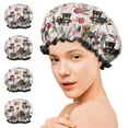 thumbnail image 7 of Shower Caps,Yorkie and Pioneer Flower Waterproof Shower Cap for Women 4 Pieces,Double Reusable Hair Cover for Shower PEVA Elastic Stretch Hem, 7 of 7