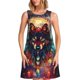 thumbnail image 1 of Balery Mystic Wolf Dreamcatcher Vestidos de verano para mujer con estampado: vestido holgado sin mangas, vestido playero informal y cómodo para días calurosos., 1 of 7
