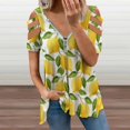 thumbnail image 2 of Lemon Yellow Womens Summer V Neck Zipper Top Short Sleeve T Shirt Off Shoulder Top Casual Classy Loose Shirts, 2 of 7