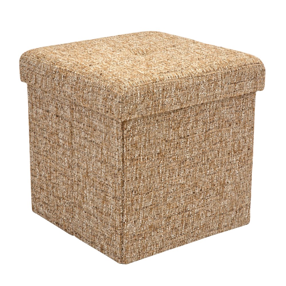 Brown Boucle Linen ottoman / Storage cube Brown (15x15x15) Walmart