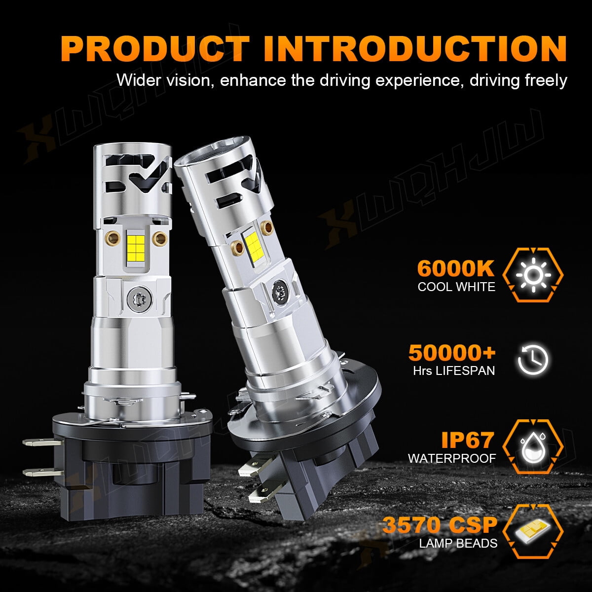 2x H11B LED 120W 12V Low-Beam Car/Truck Headlight Bulbs Bright Light 6500K