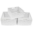 thumbnail image 7 of Sorbus Storage Box Woven Basket Bin Container Tote Cube Organizer Set Stackable Storage Basket Woven Strap Shelf Organizer Built-In Carry Handles (White), 7 of 7