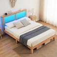 thumbnail image 3 of Eastvita Full-Size Bed Frame with Rattan Headboard/LED Lights/Comes with Storage Headboard/No Box Spring Required/Easy to Assemble, 3 of 4