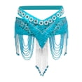 thumbnail image 2 of Falda de cadera con borlas para danza del vientre, bufanda, cinturón de cadena para práctica, disfraz de danza del vientre femenina Cielo azul, 2 of 8