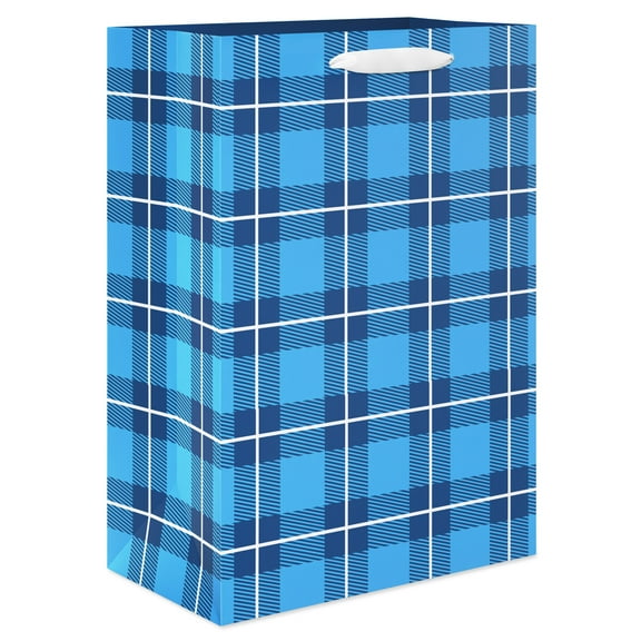 American Greetings 10" Medium Blue Plaid Father's Day Gift Bag (1-Count)