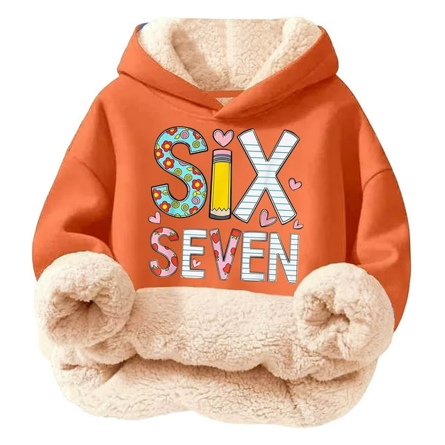 JFHHQ Chandail à Capuche Doublé pour Garçons, Design Imprimé Doux et Chaud, Décontracté pour Activités Extérieures 9-10 Ans Orange