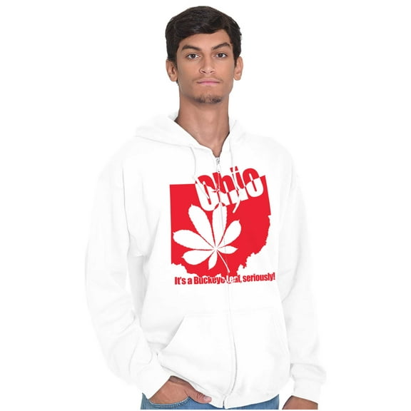 Ohio Shaped State Pride Buckeye Leaf Unisex Fleece Graphic Zip Up Hoodie Brisco Brands 2X