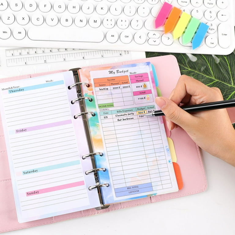  Toplive A6 Planner Refill Paper Budget Shhets 82 Sheet  Colorful Monthly Weekly Planner Losse Leaf Inserts 6 Hole Expense Tracker  for A6 Binder Cover Bill Saving Organizer : Office Products