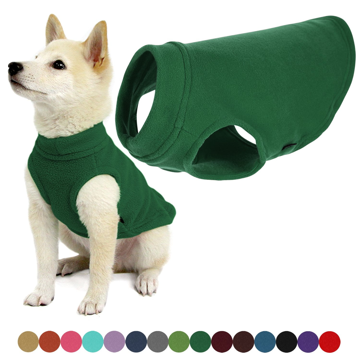 Gooby Stretch Fleece Dog Vest Forest Green, XSmall Pullover Fleece