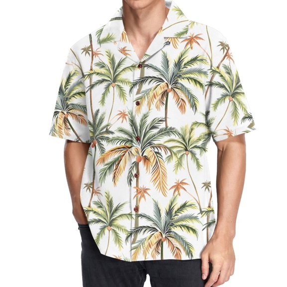 joogoo Men's Hawaiian Shirt Palm Tree Tropical Short Sleeve Casual Button Down Shirts M