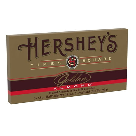 HERSHEY'S GOLDEN ALMOND Chocolate Bar Gift Box, 5 Count, 2.8 oz Bars