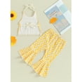 thumbnail image 4 of Suealasg Kids Girls 2 Piece Summer Outfits 6M 1T 2T 3T 4T Toddler Baby Girls Sleeveless Halter Neck Floral Print Tops +Flared Pants Child Girls Beach Clothes, 4 of 8