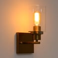 thumbnail image 5 of 1-Light Industrial Wall Sconces,Gold FinishBathroom Vanity Light Fixtures,Metal Wall Lamp with Clear Glass Shade, Wall Mount Lights for Bathroom Mirror,1/2 Pack, 5 of 5