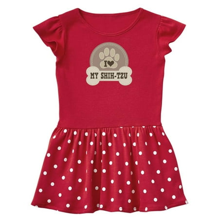 

Inktastic I Love My Shih Tzu Dog Gift Toddler Girl Dress
