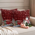thumbnail image 2 of Christmas Snowman Outdoor Waterproof Pillow Covers, Buffalo Plaid Xmas Truck Pine Tree Snowflake Decorative Square Throw Pillowcase Sofa Cushion Sham for Patio/Couch/Chair, 26"x26" 2 Pack, 2 of 8