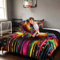 thumbnail image 4 of Manfei Basketball Queen Comforter Set, Sports Comforter Sets Queen, Black Multicolor Orange, Black Reversible 3pcs 1 Comforter and 2 Pillowcases, 4 of 6