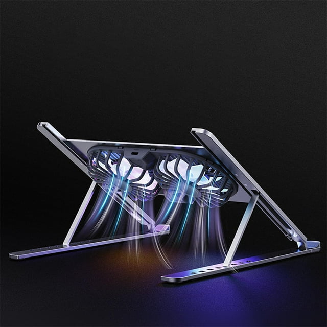 Soporte para computadora portátil, enfriador de soporte para ventiladores de enfriamiento Twin Turbo para computadoras portátiles de 14-17 Gris Macarena Soporte para computadora portátil