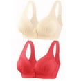 thumbnail image 2 of Itsame 2PC Bras for Women's Full Support Everyday Casual Bra Set Standard Straps Wireless Comfort Bralette Red Size M, 2 of 3