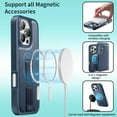 thumbnail image 5 of ELEHOLD Leather Case For iPhone 16 Pro 2-in-1 Shockproof Cover, With Magnetic Detachable Flip Card Holder Wallet, Kickstand & Wristband, MagSafe Compatible, Blue, 5 of 15