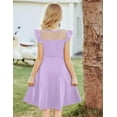 thumbnail image 5 of Oudiya Girls Summer Purple Dress Ruffle Sleeve Mesh A Line Casual Party Dresses with Pockets 6-13 Y, 5 of 9