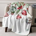 thumbnail image 6 of Christmas Balls Throw Blankets, Vintage Watercolor Floral Evergreen Soft Fleece Blanket Decorative for Home Sofa Couch Chair Living Bedroom, 40x50 inches, White, 6 of 8