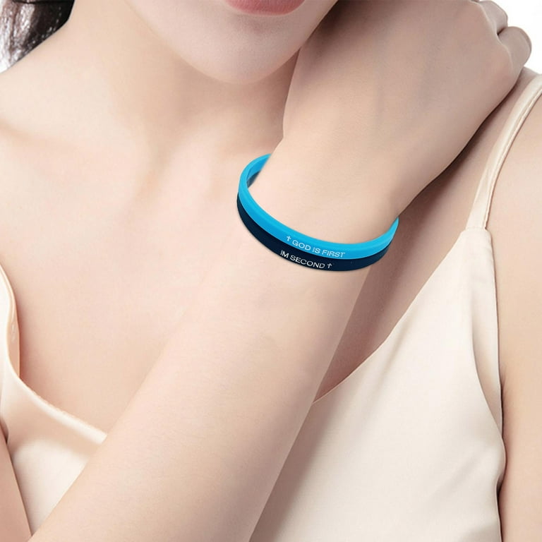 4 Braccialetti In Silicio Cristiani – God Is First I Am Second Con Croce, Unisex Per Uomini E Donne
