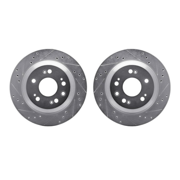 Dynamic Friction Company Rear Brake Rotors-Drilled and Slotted-Silver 7002-58026