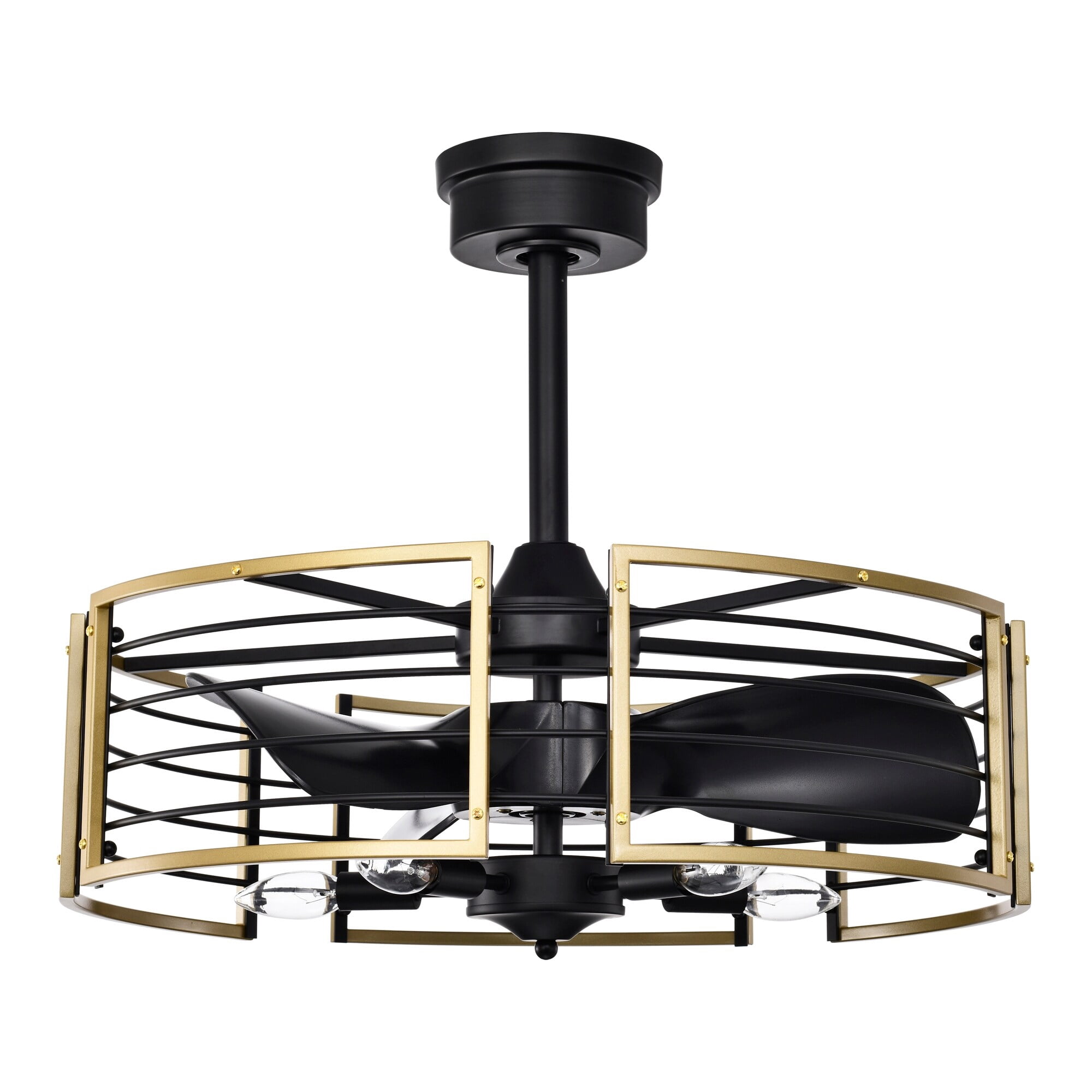 Veit 24 in. 5-Light Indoor Matte Black and Gold Finish Ceiling Fan with Light Kit